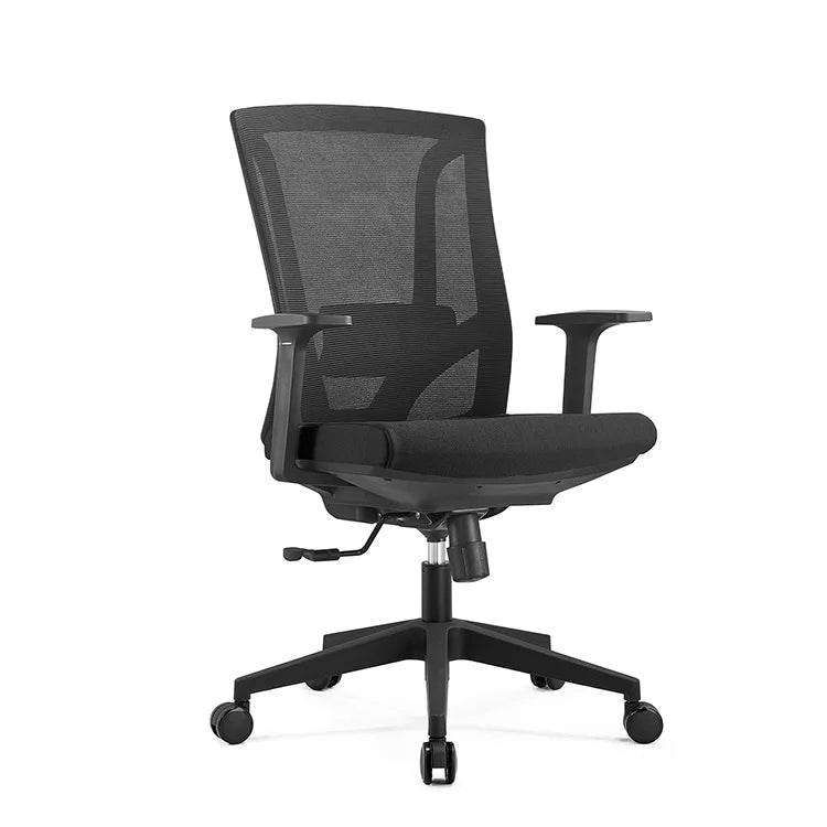 China Factory Manufacturer Mid Back Swivel Ergonomic Chair Black Nylon Office Chair