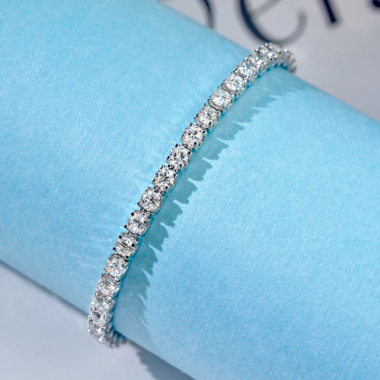 High Quality 2.5mm to 5mm D FL-VVS1 Moissanite Diamond Bracelets 925 Sterling Silver Moissanite Tennis Bracelets & Bangles