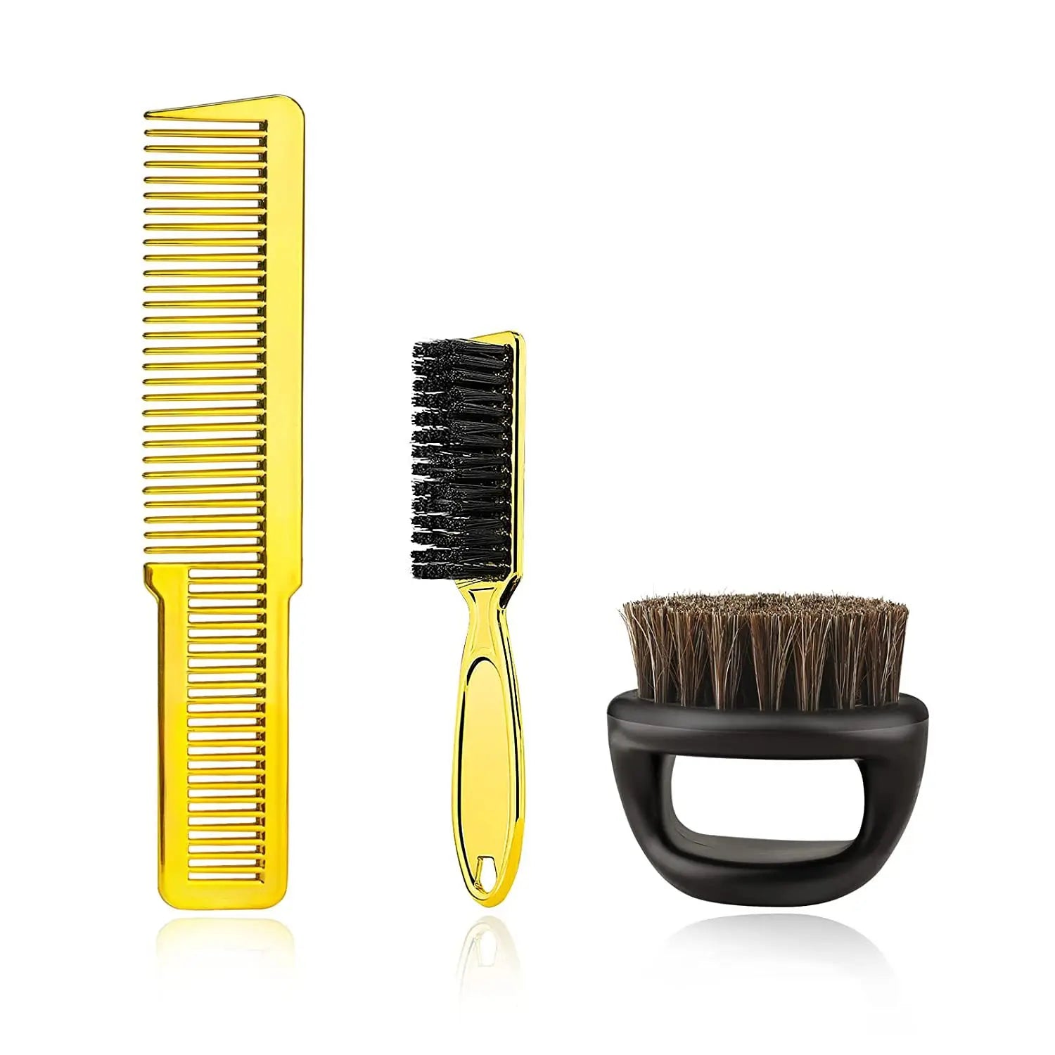 Hot Selling Gold Plated Sweep Black Pig Mane Ring Design Hair Cleaning Home Use Ionic Fashion Type Plastic Handle Brush Set