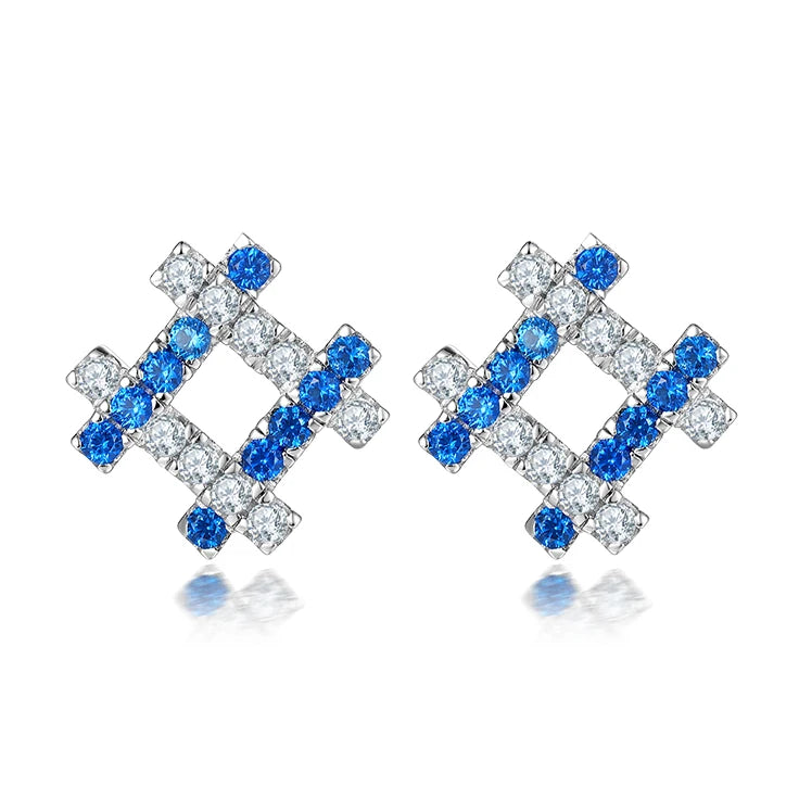 Luxury 5A CZ Stone 925 Sterling Silver Cross Stud Earrings for Women Bling Sparkling Geometric Design for Weddings and Parties