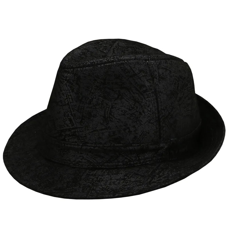 X1748 Genuine Leather Hats  All-match Leather Fedora Hat  Adult Skin Panama Caps Real Skin Jazz Caps