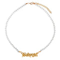 Custom Pearl Necklace With Design Custom Name Letter Ladies Men Custom Pearl Necklace