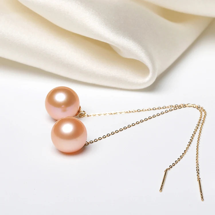 Natural White Pink Purple Round Freshwater Loose Pearls Half Hole for Making Jewelry DIY Accessories