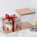 6 8 10 12 14 Inch Low MOQ Wholesale Light Gold Clear Bakery Packaging Transparent Bakery Cake Box MegaBDM