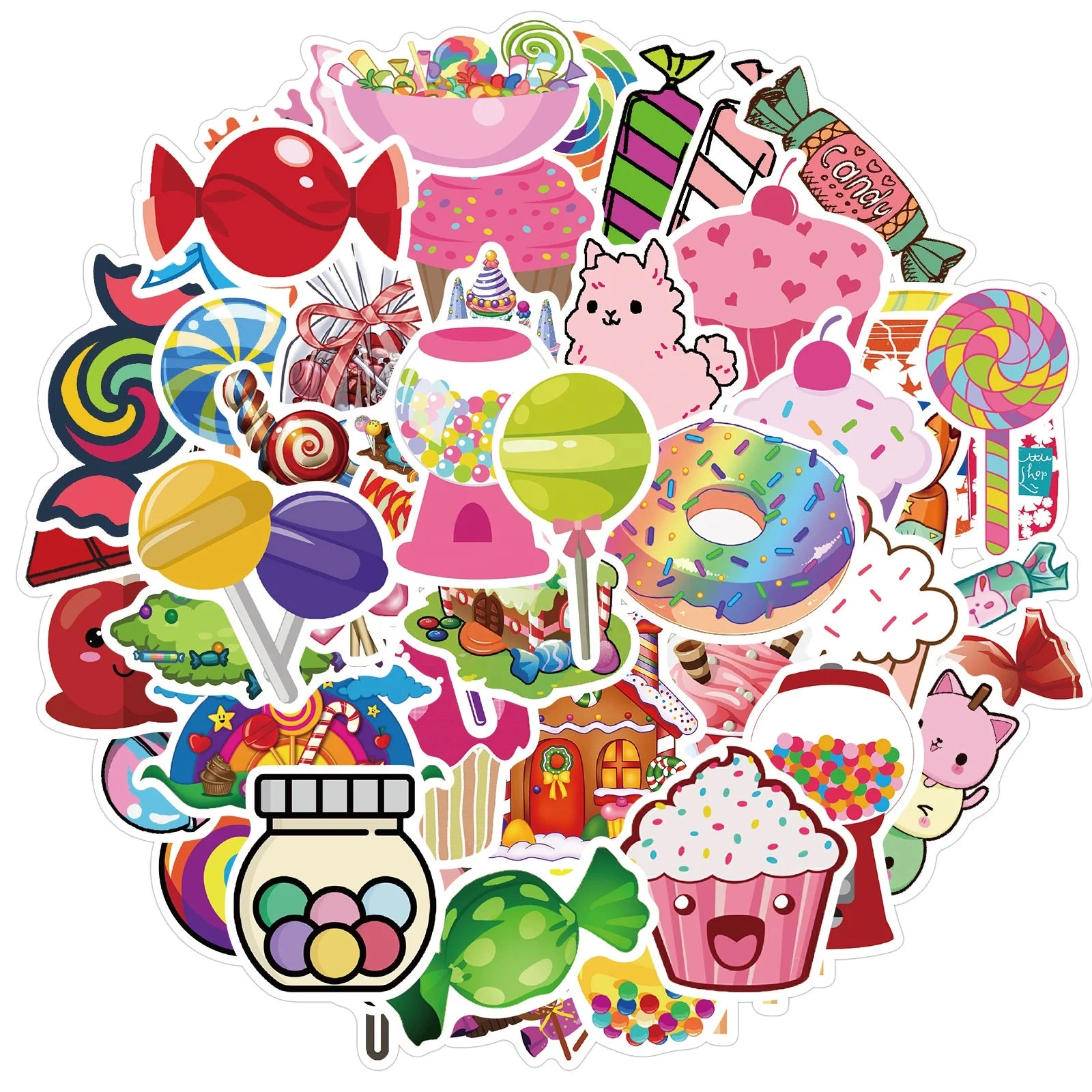 50Pcs Cute Girl Suger Candy Food Sticker for Children Gift Home Fridge Wall Luggage Laptop Paper Decor Stickers