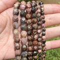 AsVrai U Natural Faceted Black Lace Rhodonite Stone Loose Spacer Bead 6mm/8mm/10mm 15.5"/38cm Jewelry Making DIY Handmade