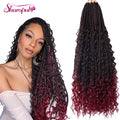 Wholesale Bohemian Messy Box Braids for Ombre Burgundy Synthetic Crochet Extensions Goddess High Temperature Fiber Durable