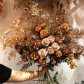 Manufacturer Sales Artificial Silk Fake Flowers Wedding Decoration Materials Coffee  Flower Bouquet