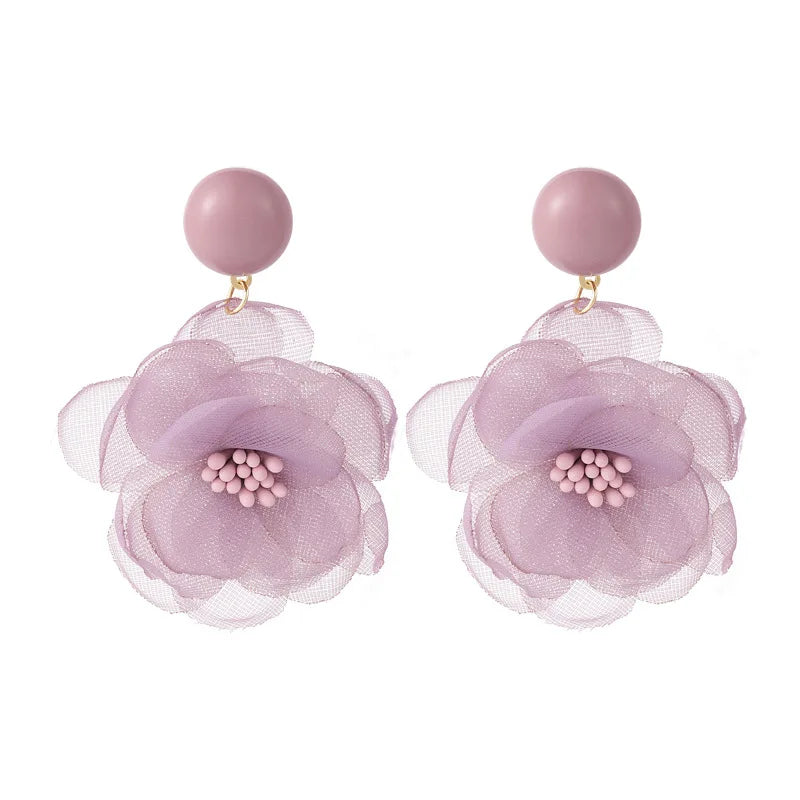 S925 Needle Fashion Jewelry Earrings Fairy Purple Butterfly Alloy Enamel Flower Grape Elegant Dangle Drop Earrings Party Gift