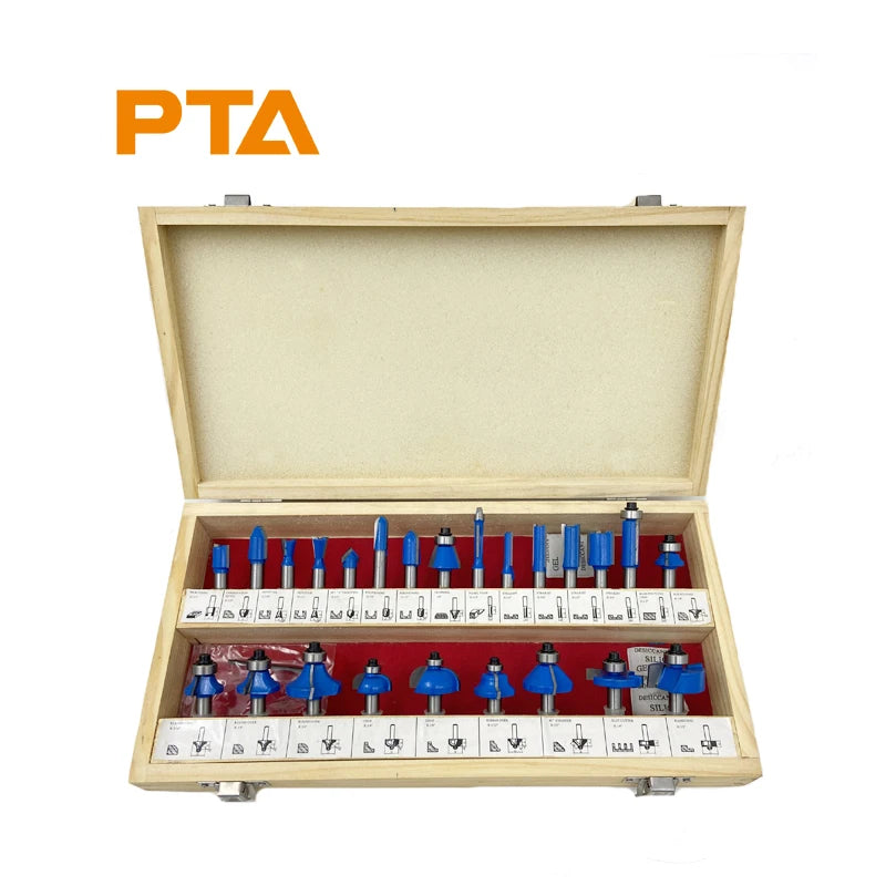 24pcs Set 1/4 Inch Shank Tungsten Carbide TCT Router Bit Woodworking for Wood