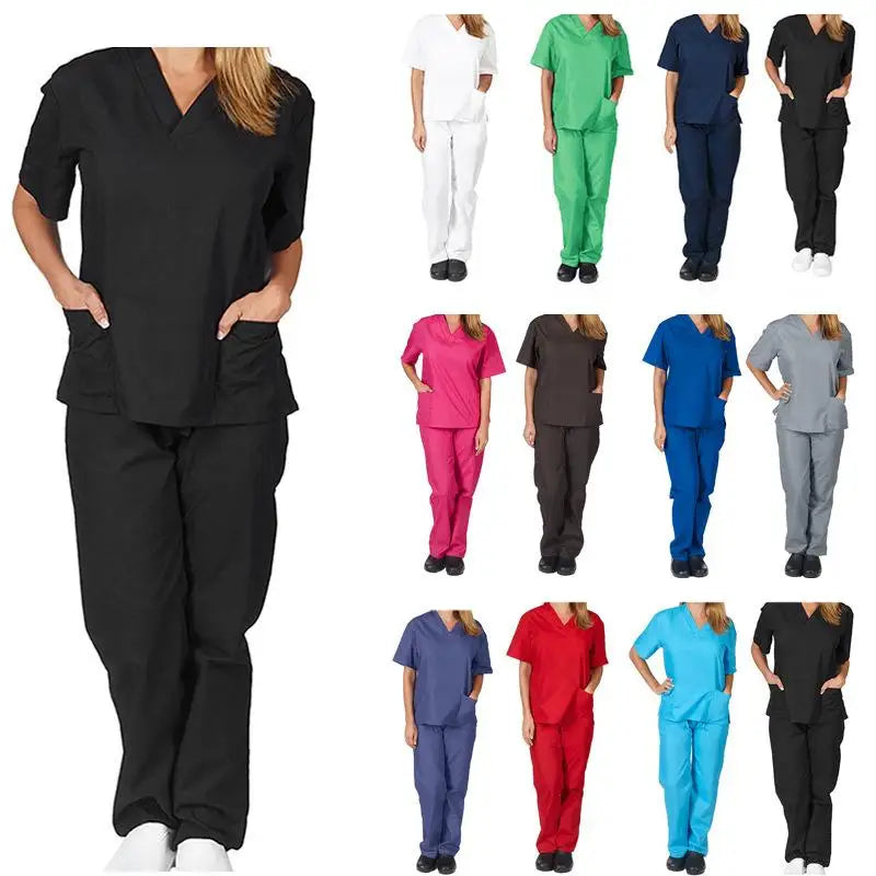 Medical Uniforms Women's Scrub Set Stretch and Soft Y-Neck Top and Pants Workwear Professionals V-Neck Four-Pocket Scrub
