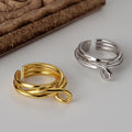 ICEBELA Jewelry S925 Sterling Silver Hollow Knot Multi-layer Statement Rings Women Opening Double Wear Ear Clips and Ring