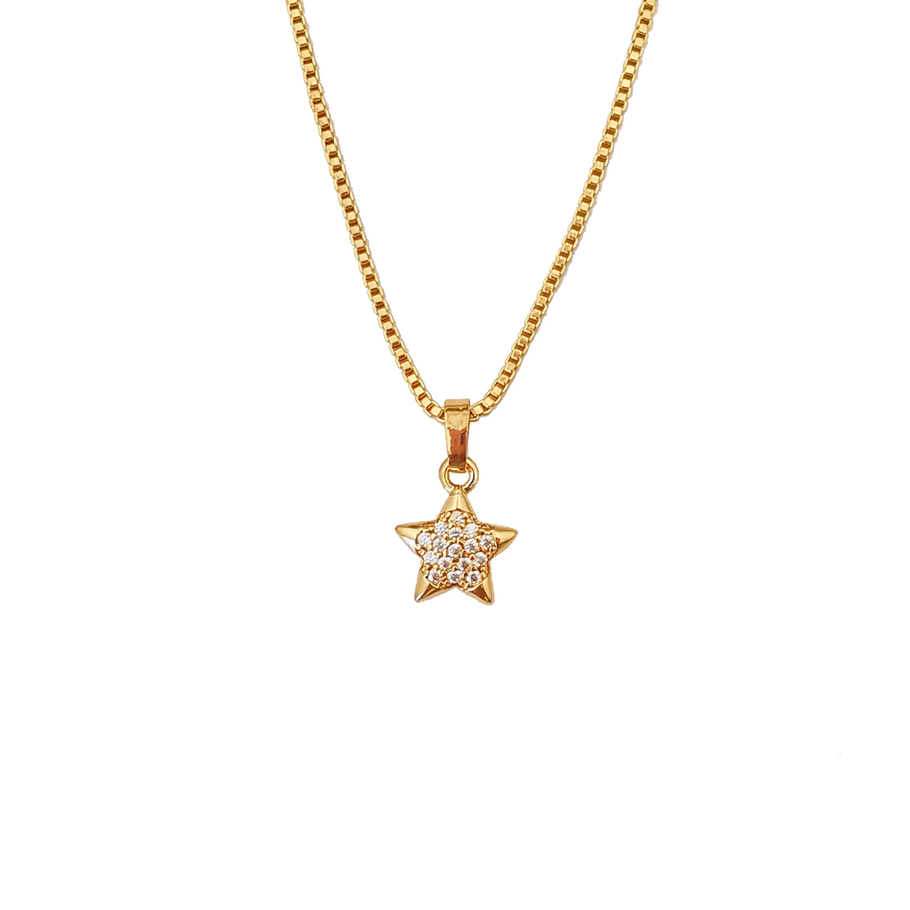 Women Jewelry 18K Gold Jewelry Wholesale Chains Pendant Simple Elegant Star Shape Necklace La Cadena De Las Estrellas