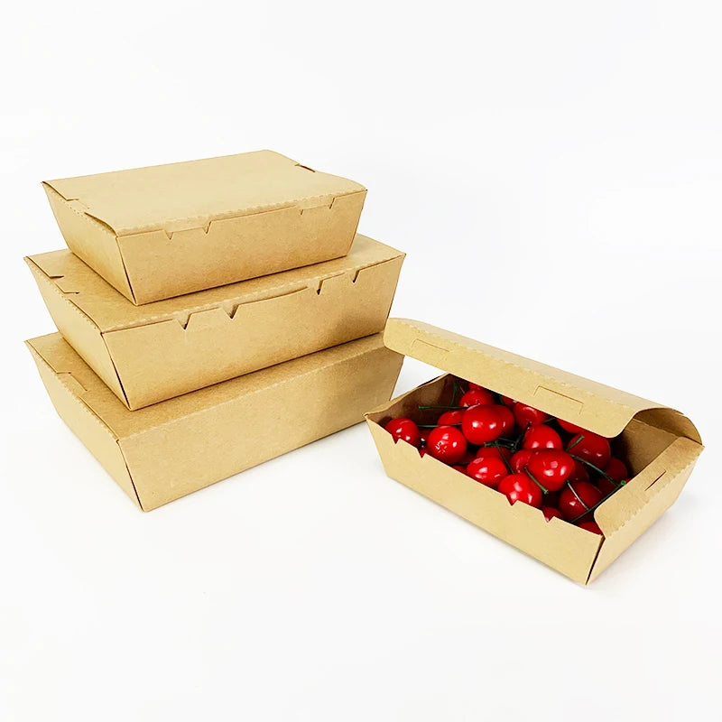 Wholesale Salad Fruit Lunch Packaging Takeaway windows Custom logo Eco-friendly Fast Food Kraft Paper Box with Lid