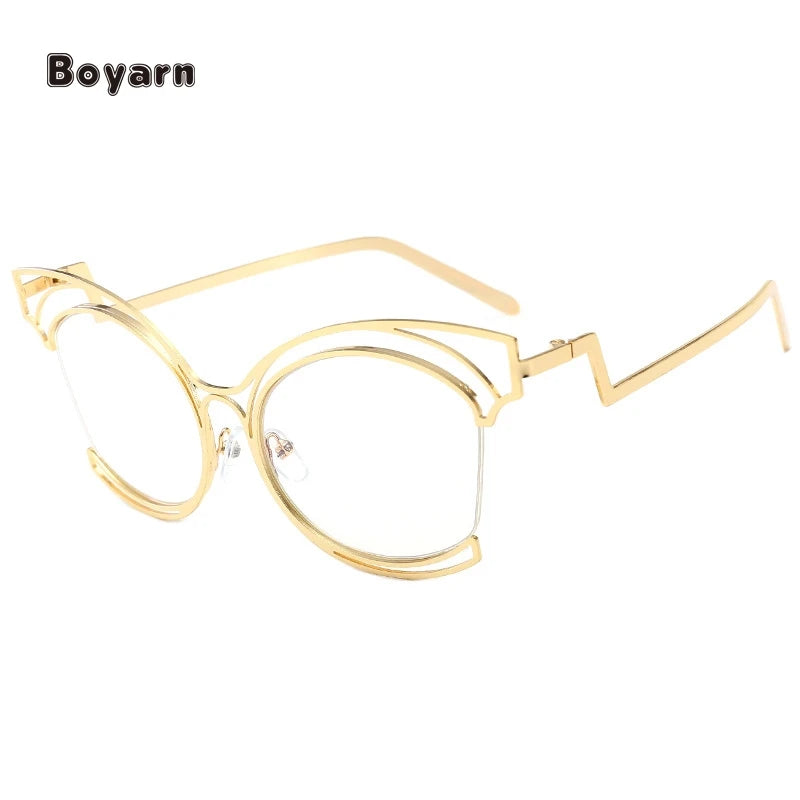 Boyarn Wholesale New Fashion Big Square Metal Sunglasses Men Luxury Womens Cat Eye Sunglasses  Shades