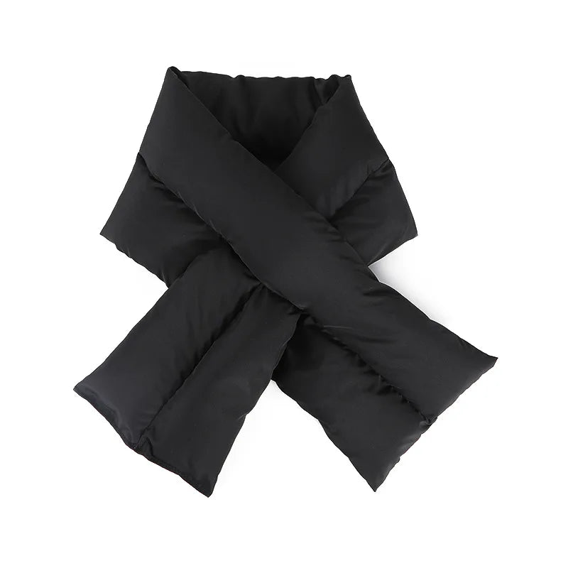Autumn and Winter Velvet Down Scarf New Cross-Filled Solid Color Long Warm Collar with Plain Neck Length Long