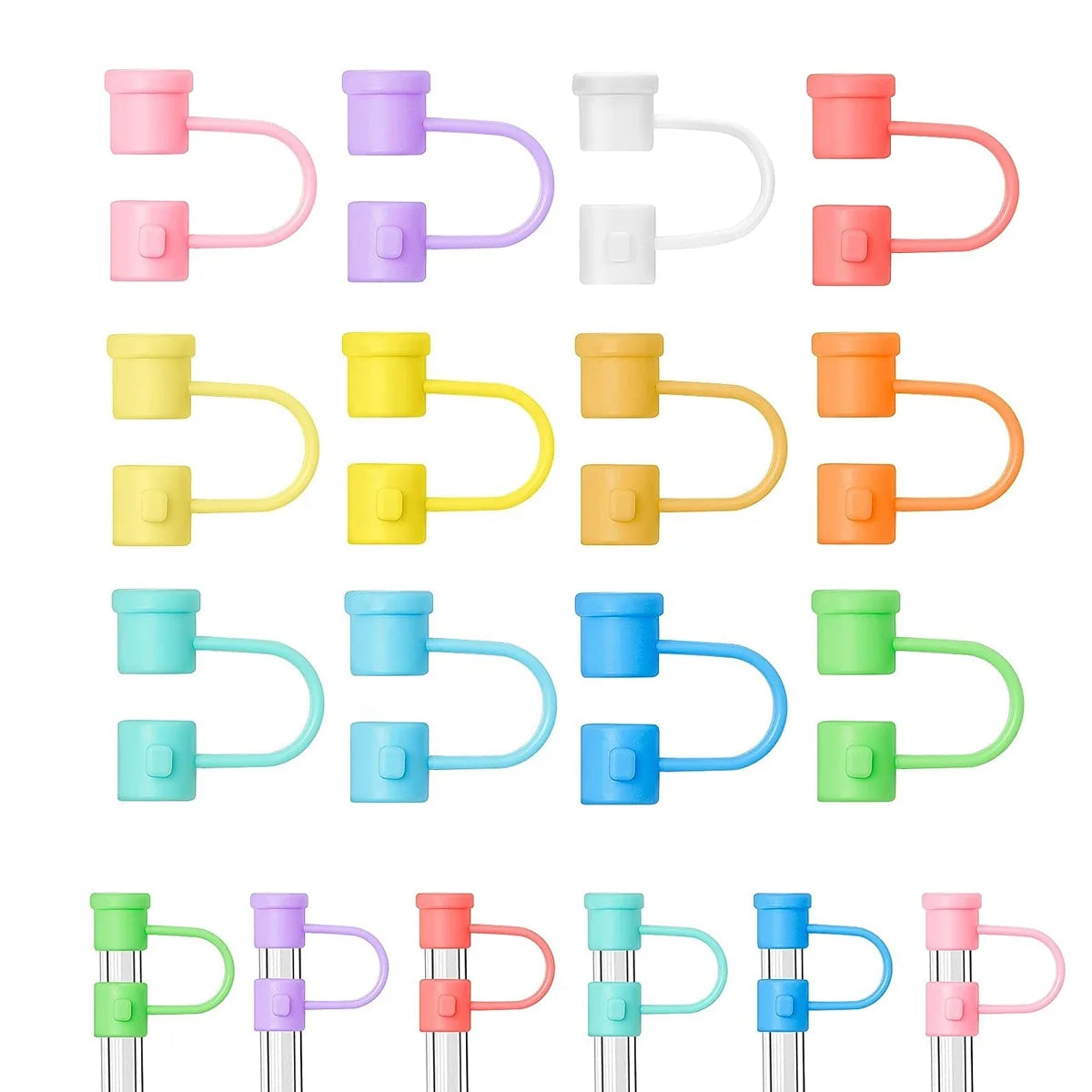 Custom Logo 8mm 10 mm Silicone Sublimation Straw Topper Blanks Straw Covers in Bulk for 30oz 40 oz Stanley Cup Accessories
