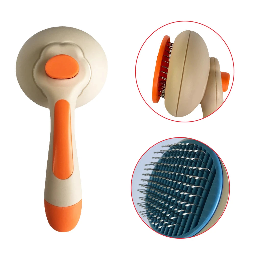 ZMaker Hot Selling One-click Pet Hair Removal Brush Self Cleaning Pet Deshedding Comb for Cats and Dogs
