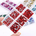 SS6-SS20 6 Compartments Large Capacity Box Mixed Nail Art Flat Rhinestone Set for DIY Nail Decoration