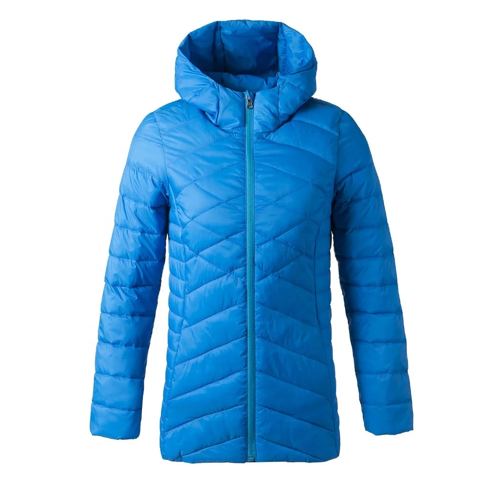 Women's Lightweight Puffer Jacket Winter Long-Sleeve Hoodie Jacket
