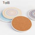 Topjlh Sublimation Ceramic Coasters Blanks Round Drinks Coffee Cup Table Coaster for Home Decor with Cork