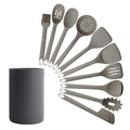 11-Piece High Temperature Resistant New Silicone Kitchenware Set Including Spatula Soup Spoon Frying Spatula Pink Oil Tool Set