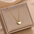 Girls Cute Shell Love Heart Necklace INS Hot 14K Gold Plated Stainless Steel Necklace Women Jewelry Gift