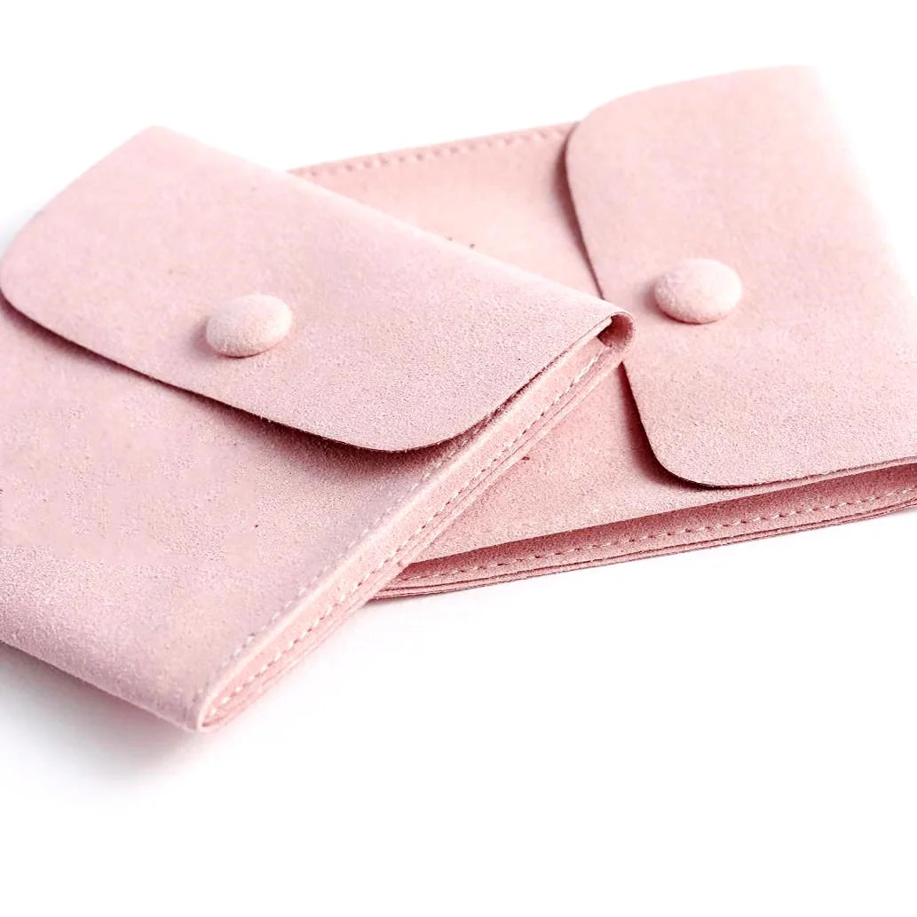 HG HG-PB2401 Manufacturer Supplies Leather Pouches Ultra-fiber Double-sided Ring Necklace Jewelry Gift Simple Button Bag Popular