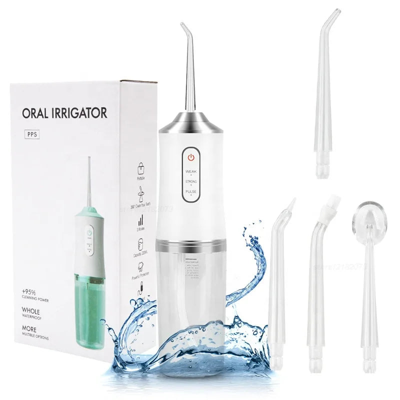Cordless Water Flosser Teeth Cleaner Portable and USB Rechargeable Oral Irrigator for Travel IPX7 Waterproof