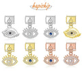 Hapiship 2024 Fashion Women Eye Shiny CZ Charm Links Fit 9mm Stainless Steel Bracelet DIY Making Jewelry DJ1094