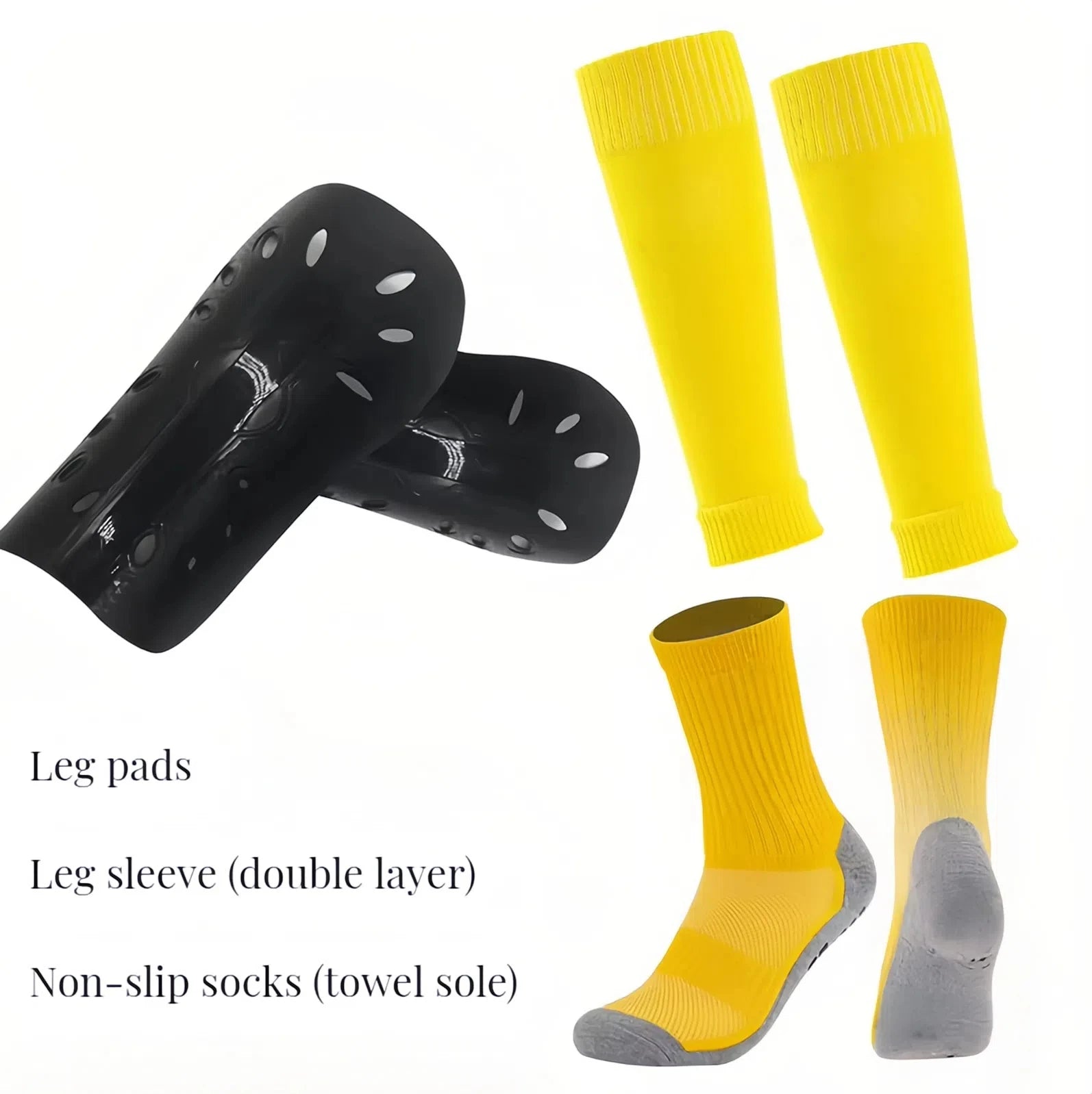 Football Soccer Guard Leg Sleeves Pads Anti Slip Socks Breathable Wear Protective Calf Support Cushioned Sports Gear 3 Pieces