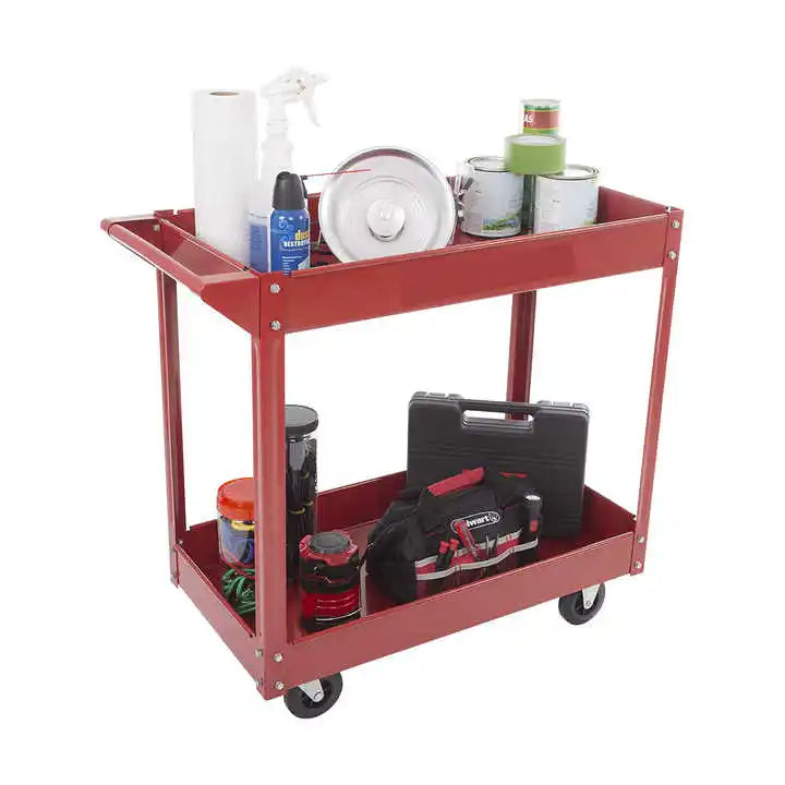 Pit Tool Cart Stalwart Vice Utility Cart Heavy Duty Supply Cart Two Storage Tray Shelves Laser Cutting Bending Metal DYMACHINE
