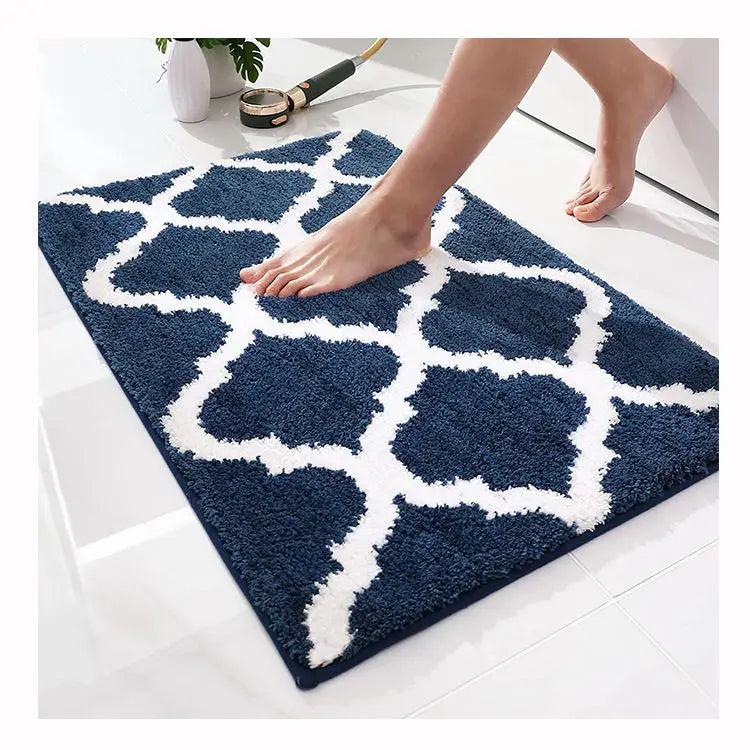 Bathroom Floor Tub Shower Luxury Bathroom Rug Mat Soft and Absorbent Microfiber Bath Rugs Non-Slip Shaggy Bath Carpet Bath Mats