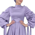 Custom Satin Elegant Hijab Dress African Women Long Sleeve Kaftan Blank Muslim Islam Dubai Turkey Modest Abaya Dresses
