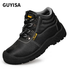 GUYISA Brand Safety Boots OEM Wear-resistant Waterproof Lychee Leather Outdoor Work Safety Boots