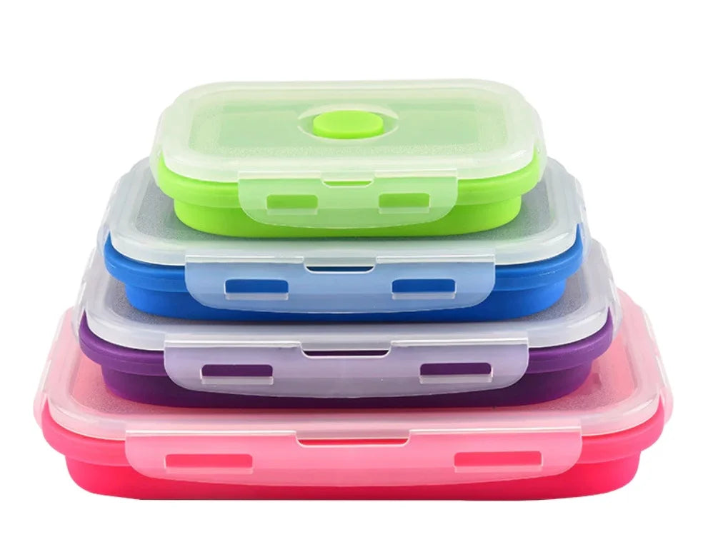 Collapsible Silicone Folding Food Storage Containers Lunch Bento Box BPA Free for Camping Hiking