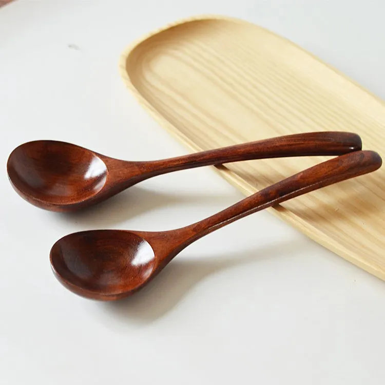 Hot Sale 6 Inch Small Wooden Kitchen Cooking Utensil Catering Kids Soup Teaspoon for Rice Soup for Camping