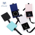 Wholesale Custom logo Printed Ribbon Jewel Boxes Clamshell Ring Earring Necklace Ribbon Jewelry Packaging Box Jewelry case