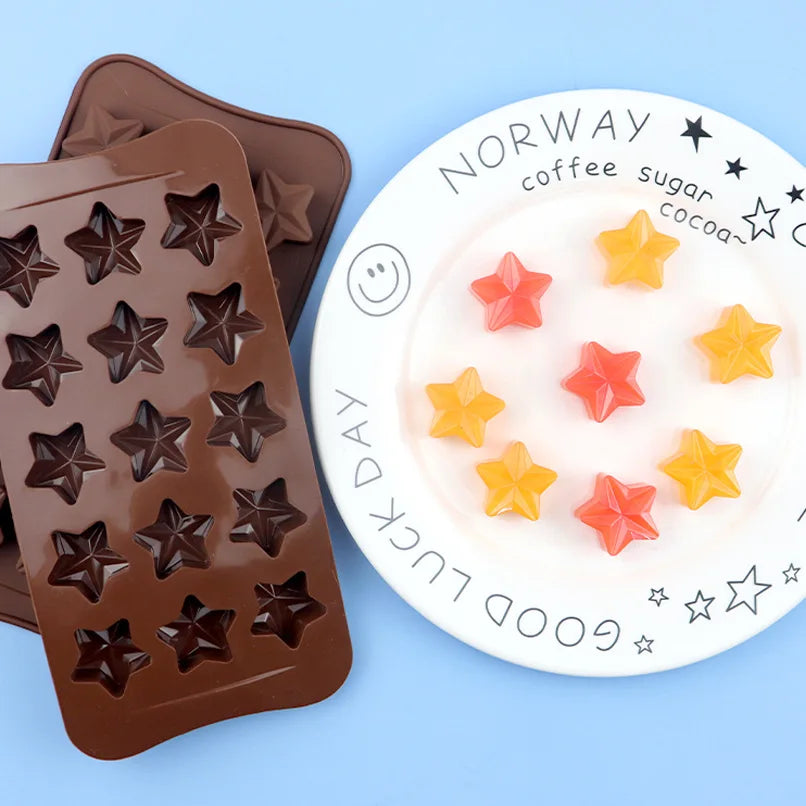 Saffron Star Silicone Chocolate Molds for Candle Making Five Star Angle Mold Silicone Cake Mold for Chocolate Biscuit Bakeware