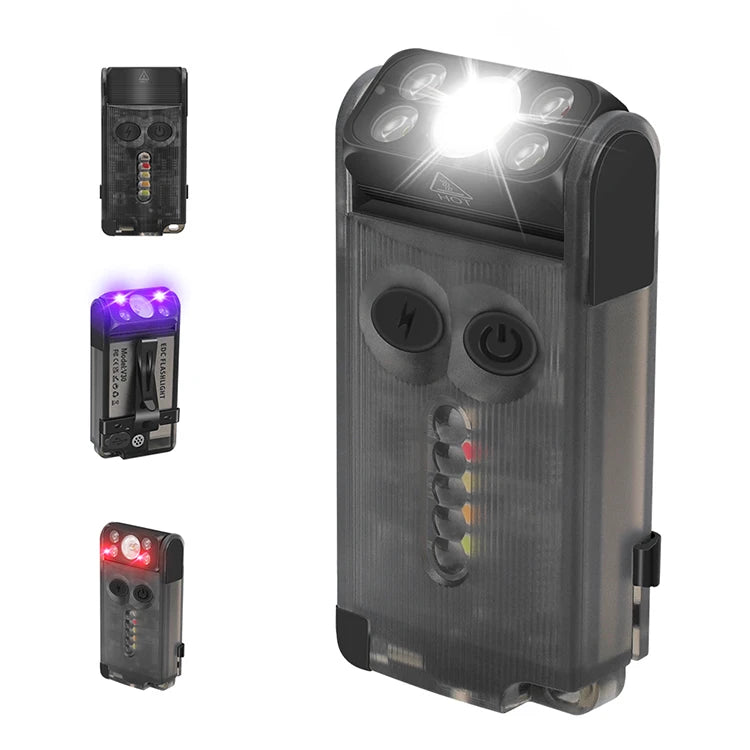 Boruit New V30 Multifunction Mini Flashlight High Power Rechargeable UV Led Flashlight with Side Light for Outdoor MegaBDM