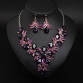 Crystal Alloy Flower Design Women's Fashion Jewelry Set Including Earrings and Necklace