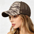 Custom logo Summer Leopard Mesh Ponytail Hat Cheetah Tiger Animal Print Baseball Cap for Women Men