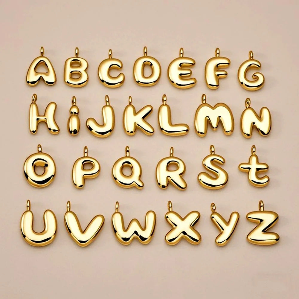 European American Titanium Steel Mini Bubble Letter Pendant 26 English Letters Trendy Stainless Steel Style Buddhism Symbol