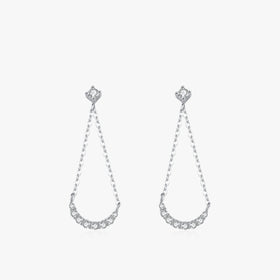 Ailmay 925 Sterling Silver Fashion Geometric Cubic Zirconia Dangle Drop Earring for Women Wedding Engagement Fine Female Jewelry