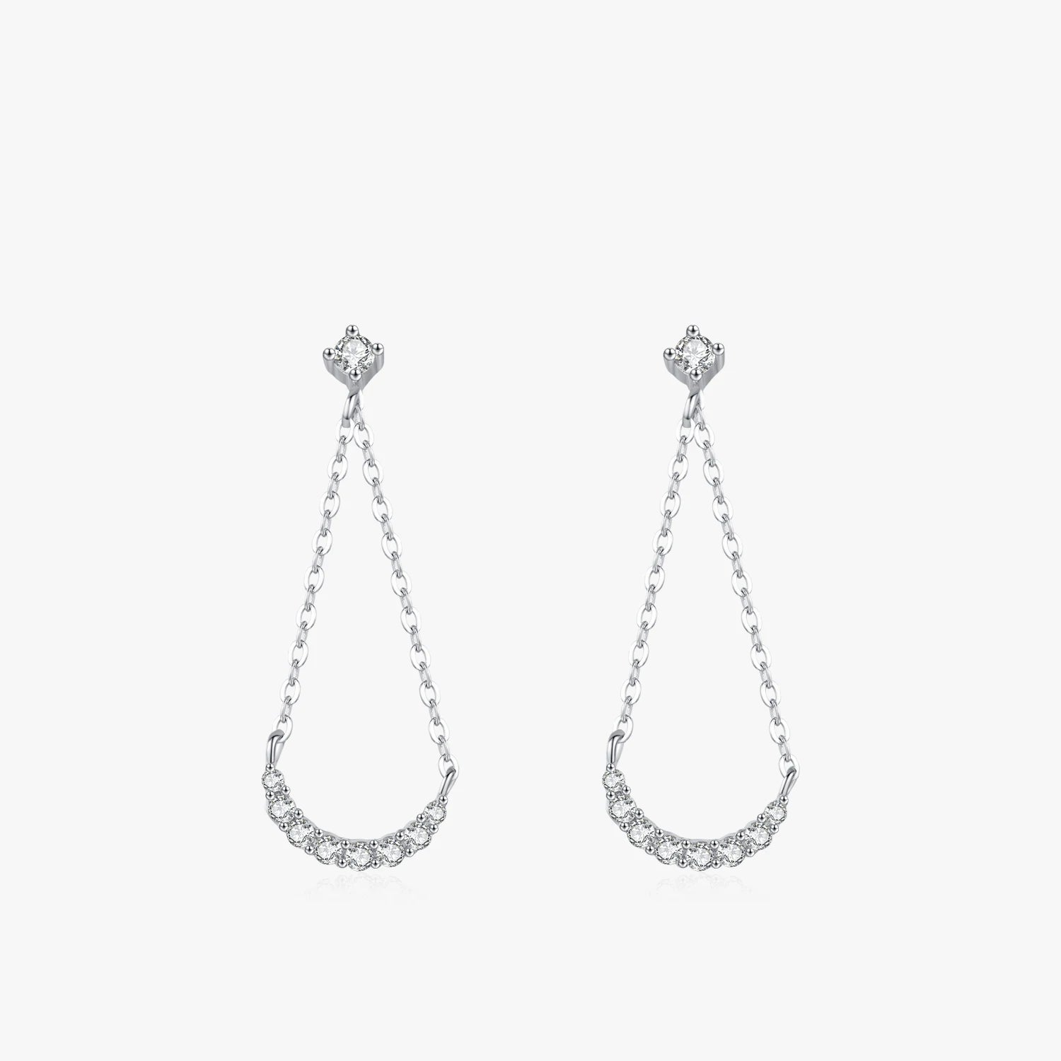 Ailmay 925 Sterling Silver Fashion Geometric Cubic Zirconia Dangle Drop Earring for Women Wedding Engagement Fine Female Jewelry