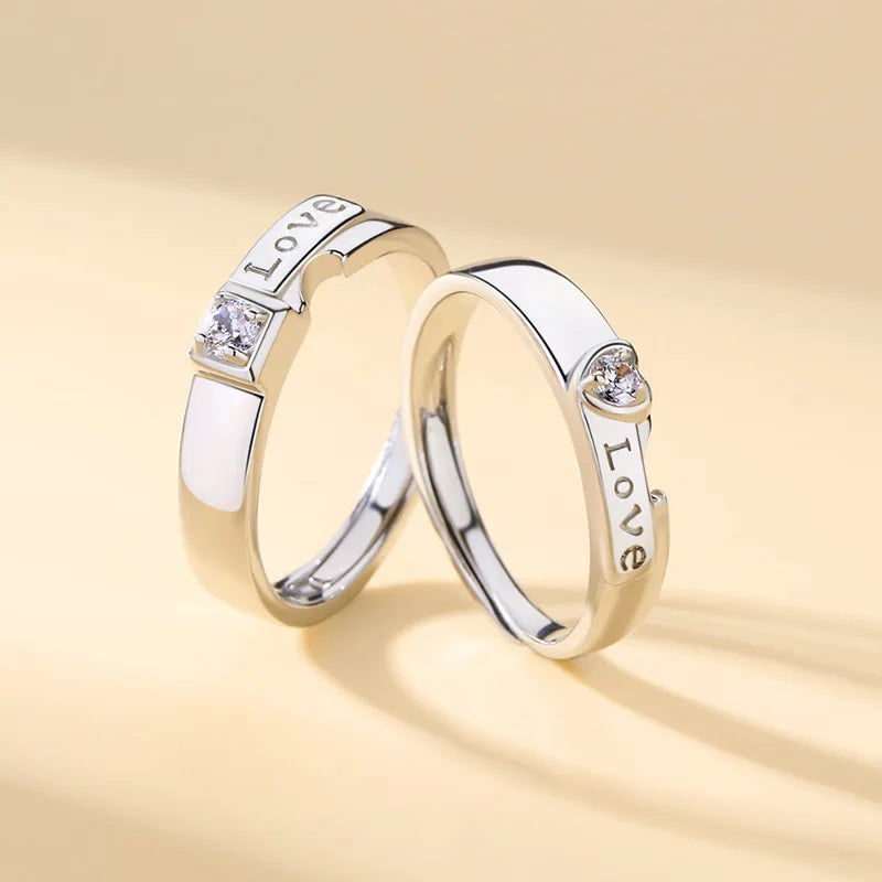 BASQUESUN Factory  Love Is Stronger Than Gold Couple Trend Personality Birthday Gift Personality Gold Split love Heart Ring