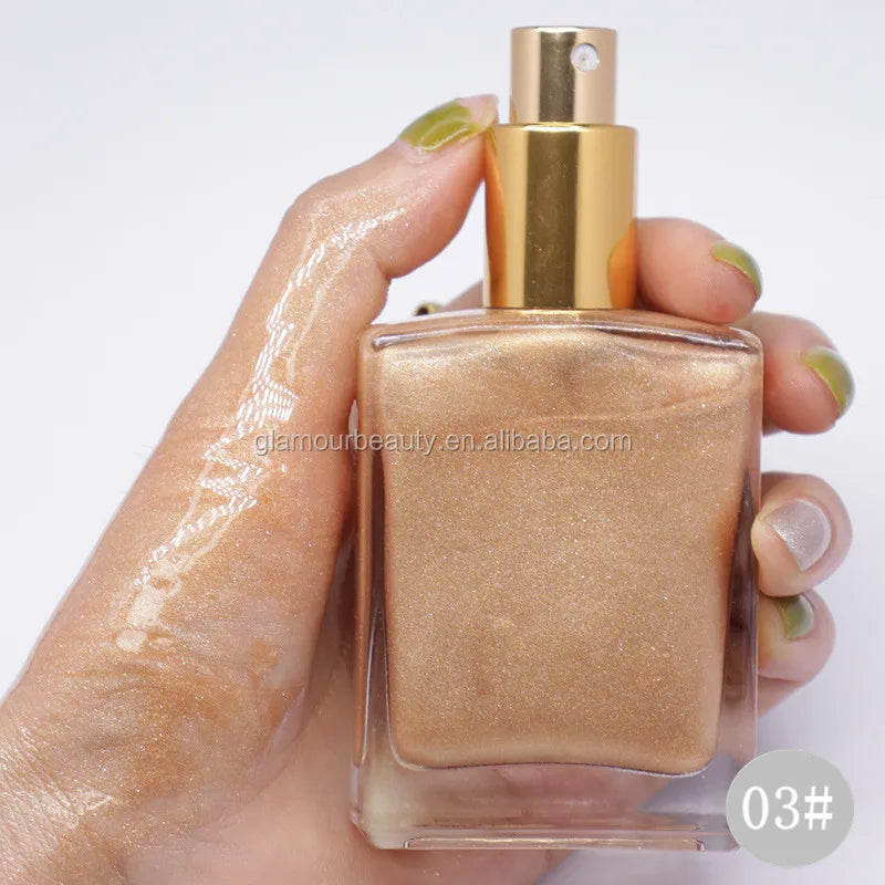 2020 New Arrival Private Label Gold Shimmer Organic Body Shimmer Oil Body Oil Body Liquid Highlighter Spray