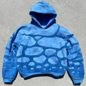 Custom Hoodies No Strings Oversized Cropped Distressed Hoodie Two Tone Split Color Men's Cropped Hoodie