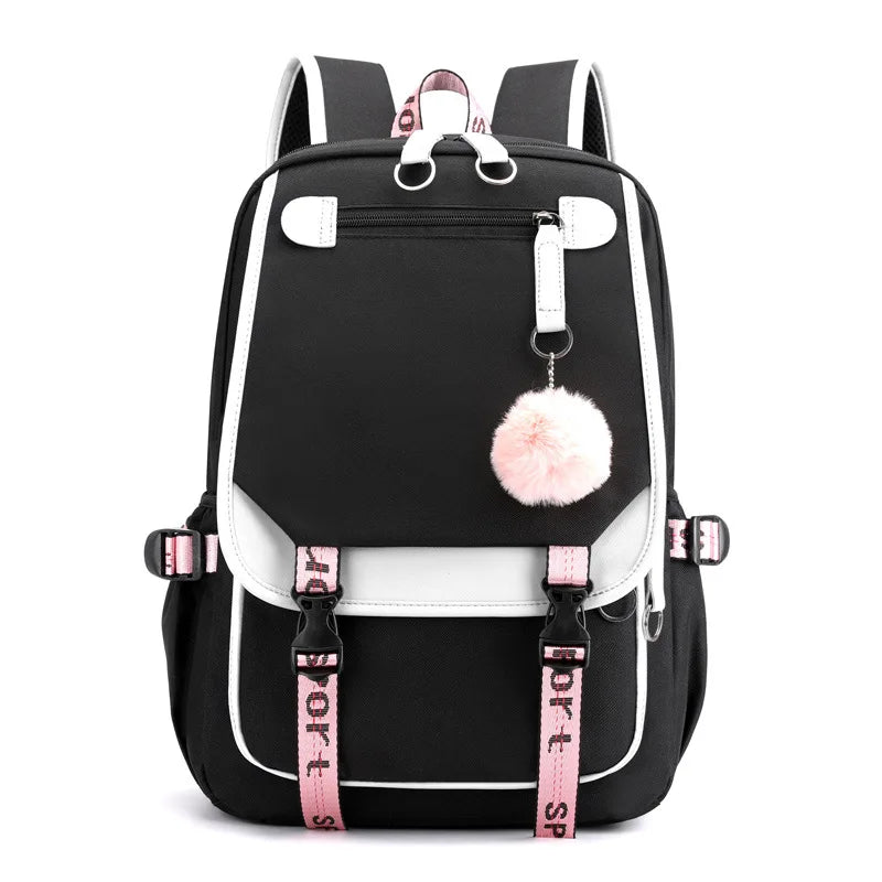 Large Capacity Casual Korean Style Cross-Border  High School Student Backpack Pure Color Simple Multi-Layer Computer Bag