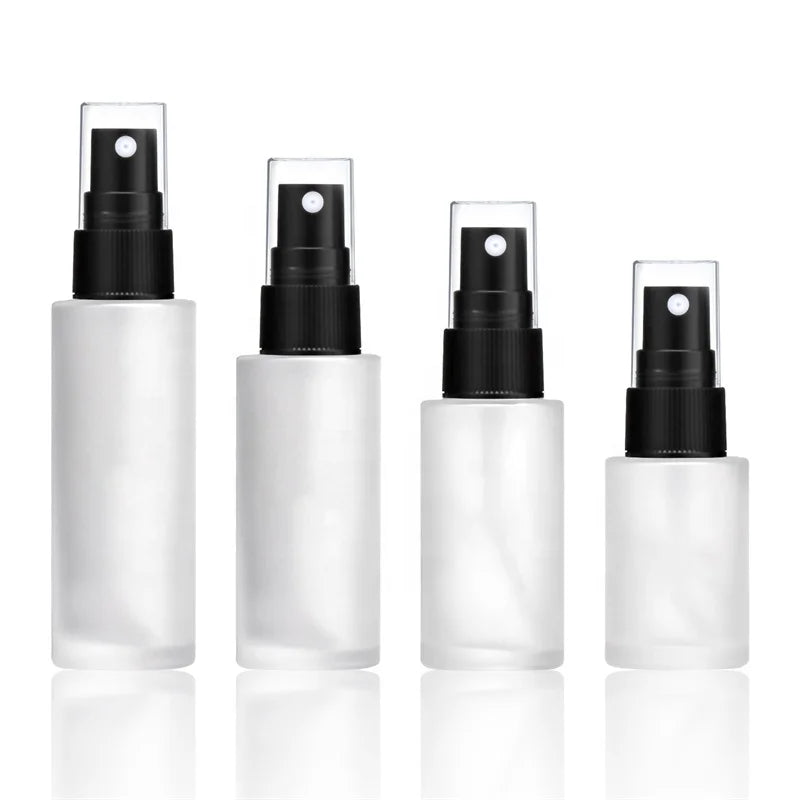 Glass Wholesale 200ml 150ml 120ml 60ml 80ml Black Pump Bottle for Hair Spray 2oz 1oz Frosted clear Glass Spray Bottle Pump